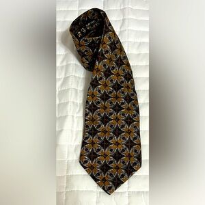 Parliament House Silk Men's Necktie Mustard Brown White Made in USA